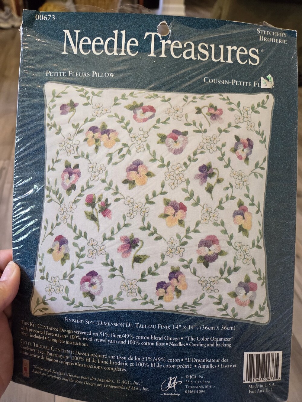 Needlepoint Treasures Embroidered Floral Pansy Pillow Kit